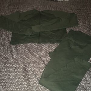 JoyLab Athlesure/Exercise Set. Cropped Zip Up Jacket/Full Length Leggings